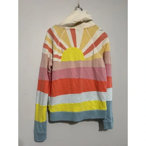 Faherty Soleil Sunray Hoodie Womens Medium Sunrise Cotton Pullover Sweatshirt - Picture 5 of 8